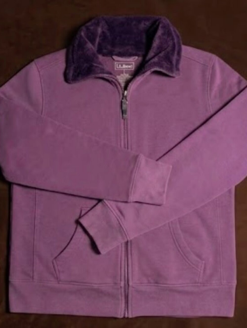 LL Bean Cozy Sweatshirt Full Zip Jacket Women's Large Plum